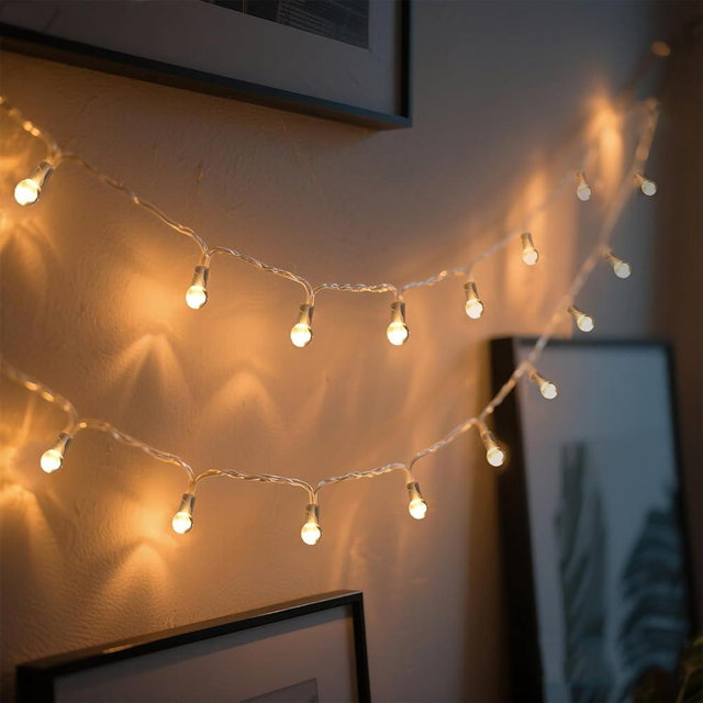 Vigdur Globe String Lights - 2 Packs 6Ft Decorative String Lights Battery Operated with 20 Mini Bead Bulbs, Indoor String Light for Outside Backyard Porch Balcony Party(Clear)