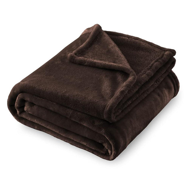 SOCHOW Flannel Fleece Blanket Queen Size, All Season Lightweight Super Soft Cozy Blanket for Bed or Couch, Brown 90inch X90''