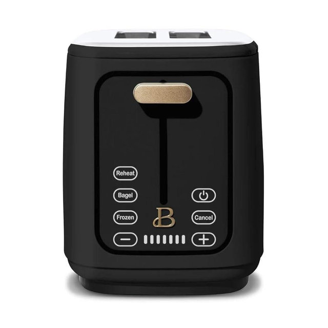 Beautiful by Drew Barrymore 2-Slice Toaster, Touch-Activated Display, 7 Shade Settings, Bagel/Frozen/Reheat Presets. (Black Sesame)