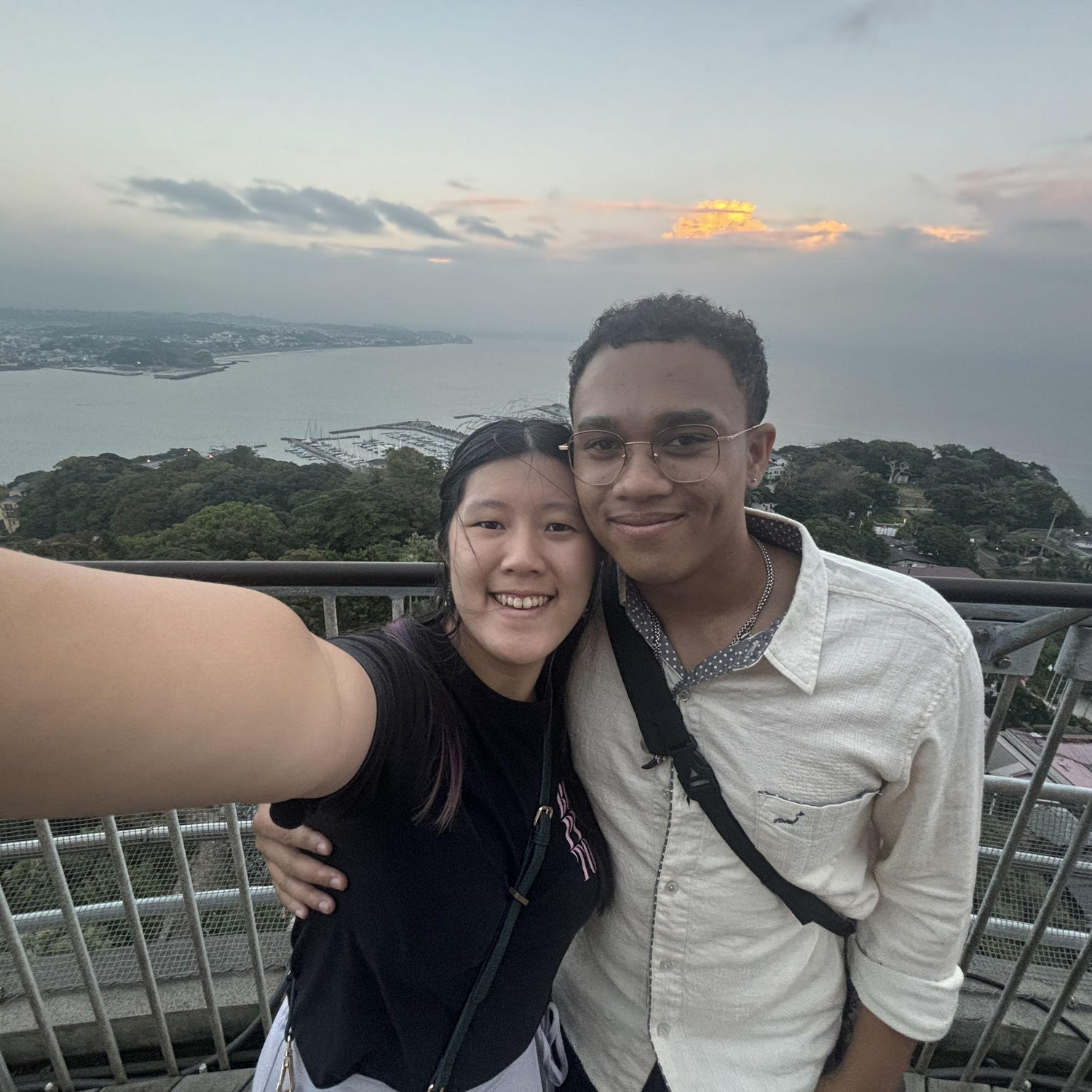 On top of the Enoshima Sea Candle in Japan, minutes before we got engaged.