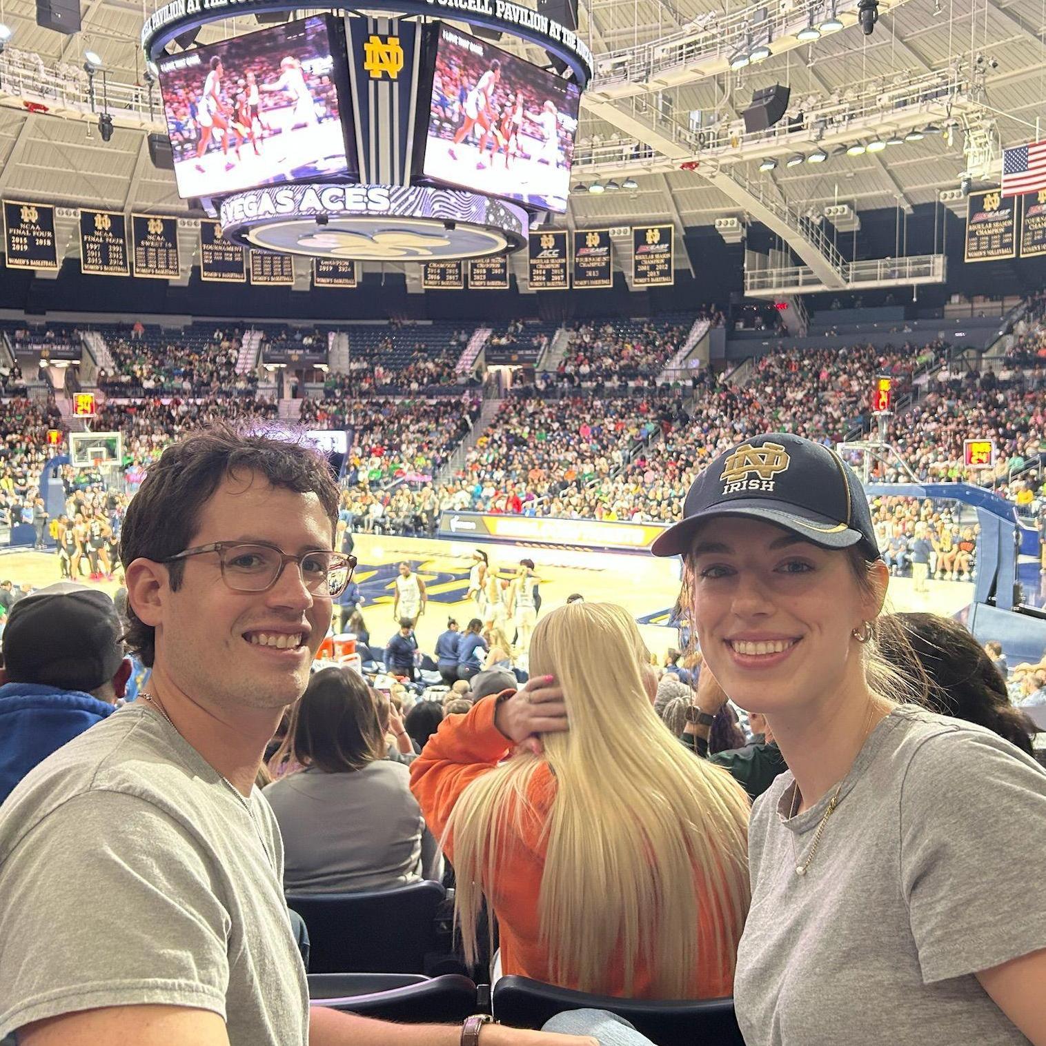 John-Luc and Grace at the WNBA Aces vs Wings game held in Notre Dame's Joyce Stadium. Although neither of them are huge sports fans, they enjoy catching games in person.