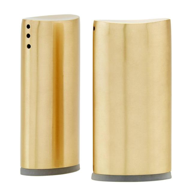 Old Dutch 2pc Stainless Steel Oval Salt and Pepper Shaker Set Gold