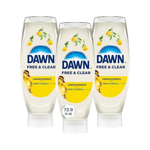 Dawn Free & Clear EZ-Squeeze Dish Soap Liquid, Dishwashing Liquid, Grease Removal, Lemon, 24.3 Fl Oz (Pack of 3)