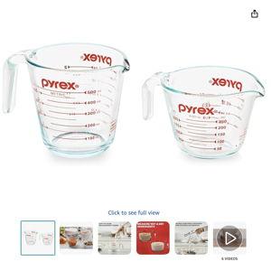 Pyrex Essentials (2-Pack) Glass Measuring Cups Set, (1 & 2 Cup) Measuring Cups For Prepping, Baking and Cooking, Preheated Oven, Dishwasher, Freezer, and Microwave Safe