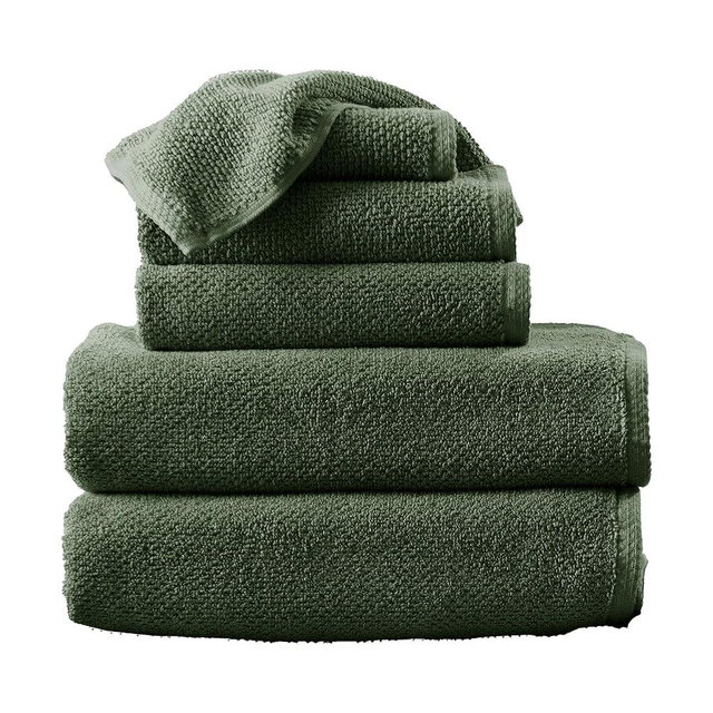 Green Bath Towels - 100% Cotton 6 Piece Towel Set - 2 Bath Towels, 2 Hand Towels, 2 Washcloths - Absorbent, Quick-Drying, Durable Towels for Bathroom Decor - Low-Twist, Two-Ply Fibers (Forest Green)