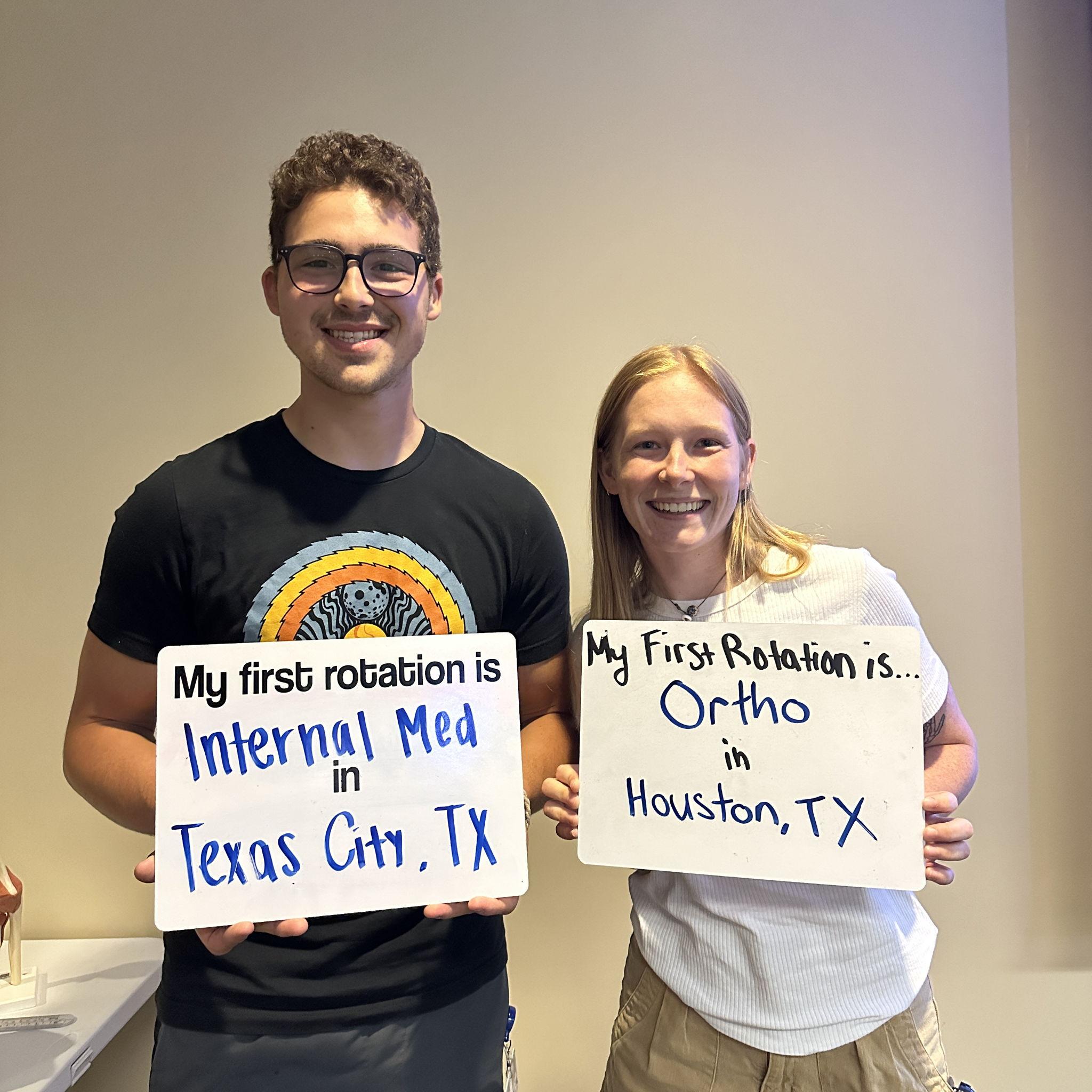 Finding out our first of many destinations during our rotations.