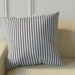 Black Classic Ticking Throw Pillow | 22 x 22