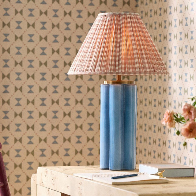 Scalloped Glass Lamp Base - Blue, One Size
