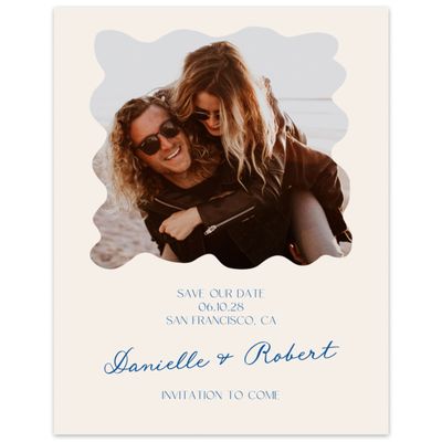 Cobalt, Blue Wedding Digital Save the Date - Cerise Photo