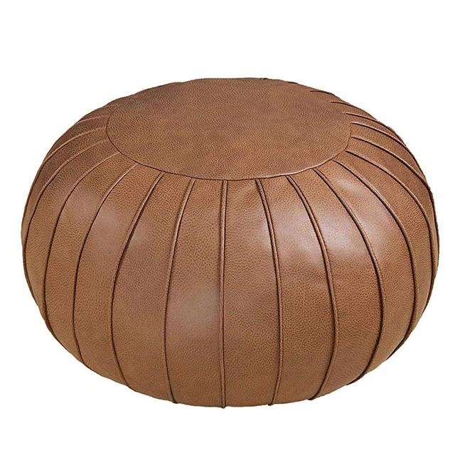 Thgonwid Handmade Suede Pouf Footstool Ottoman Faux Leather Poufs 23" x 14" - Storage Round Floor Cushion Footstool for Living Room, Kids Room and Wedding (Unstuffed) (Brown)