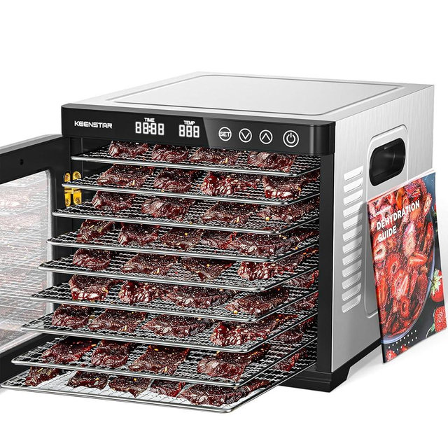 KEENSTAR Food Dehydrator for Jerky 1000W, 9 Stainless Steel Trays, 165℉ Temperature Control, 8.7ft² Drying Space, 48H Timer, Dryer Machine for Dog Treats, Herb, Veggies, Meat, Fruit