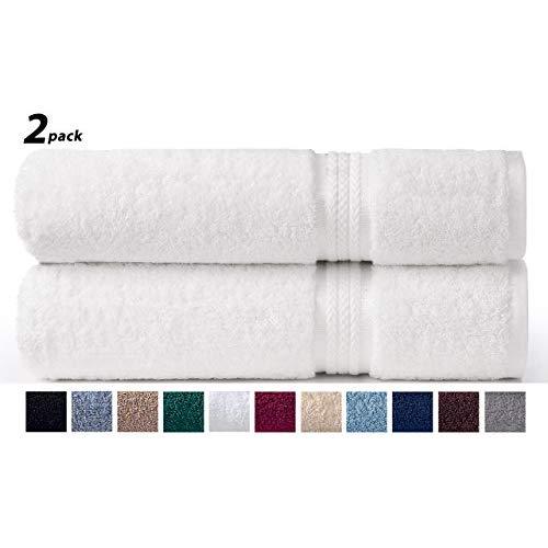 Cotton Craft Ultra Soft 4 Pack Oversized Extra Large Bath Towels 30x54  White Weighs 22 Ounces - 100% Pure Ringspun Cotton - Luxurious Rayon Trim 