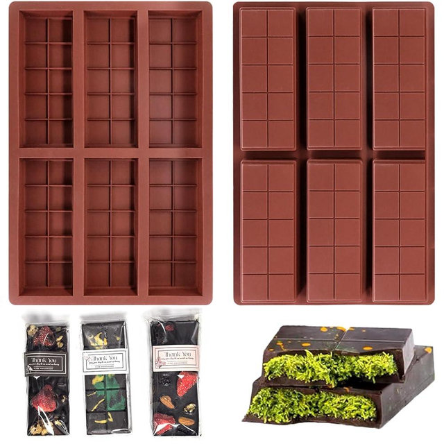 LUXCONE Chocolate Bar Molds Deep 2 Pack, Thick Silicone Chocolate Molds for Filling Dubai Chocolate Bar Pistachio, Candy Bar Molds with 100pcs Storage Bags & 104pcs Stickers