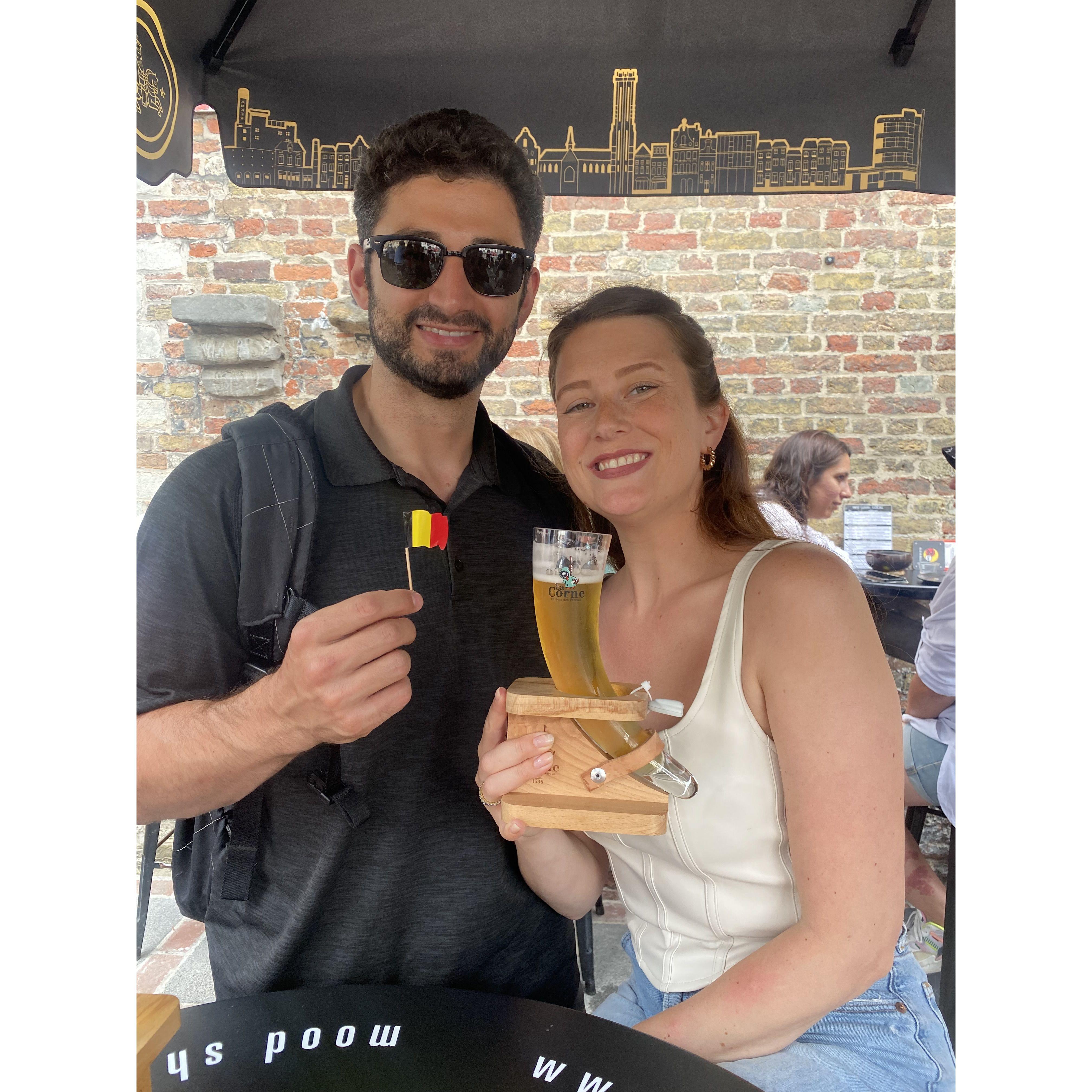 Sampling local beer and cheese in Bruges, Belgium. June 2023 🇧🇪