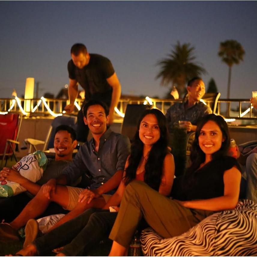 Roof top movie night at Steve's