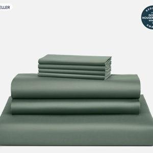 Luxe Sateen Hardcore Sheet Bundle - Botanical Green for Queen