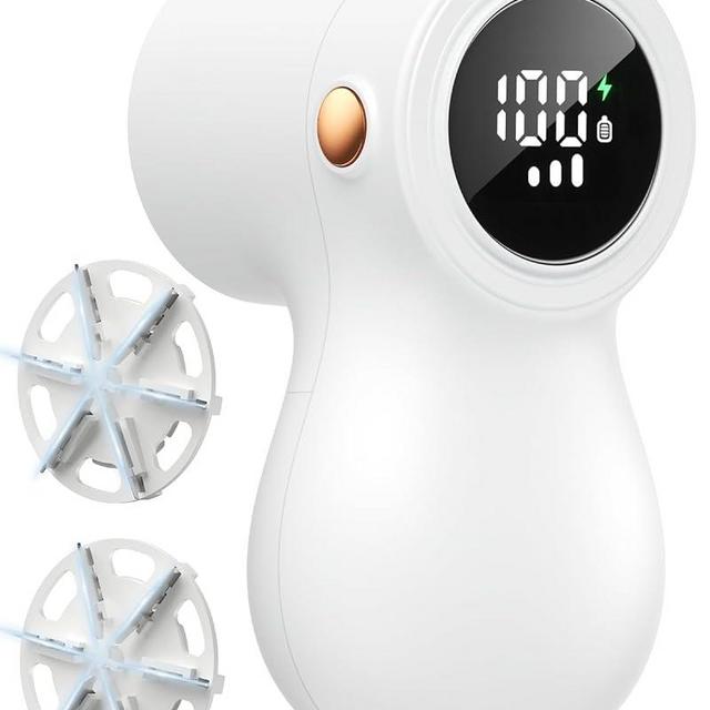 Rechargeable Fabric Shaver, coldSky Lint Remover for Clothes with 3 Stainless Steel 6-Leaf Blades, Electric Lint Shaver with Digital Display, 3-Speeds Defuzzer for Removing Fuzz and Pill from Sweater