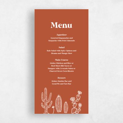 Light Rust, Orange Wedding Menu - Avondale