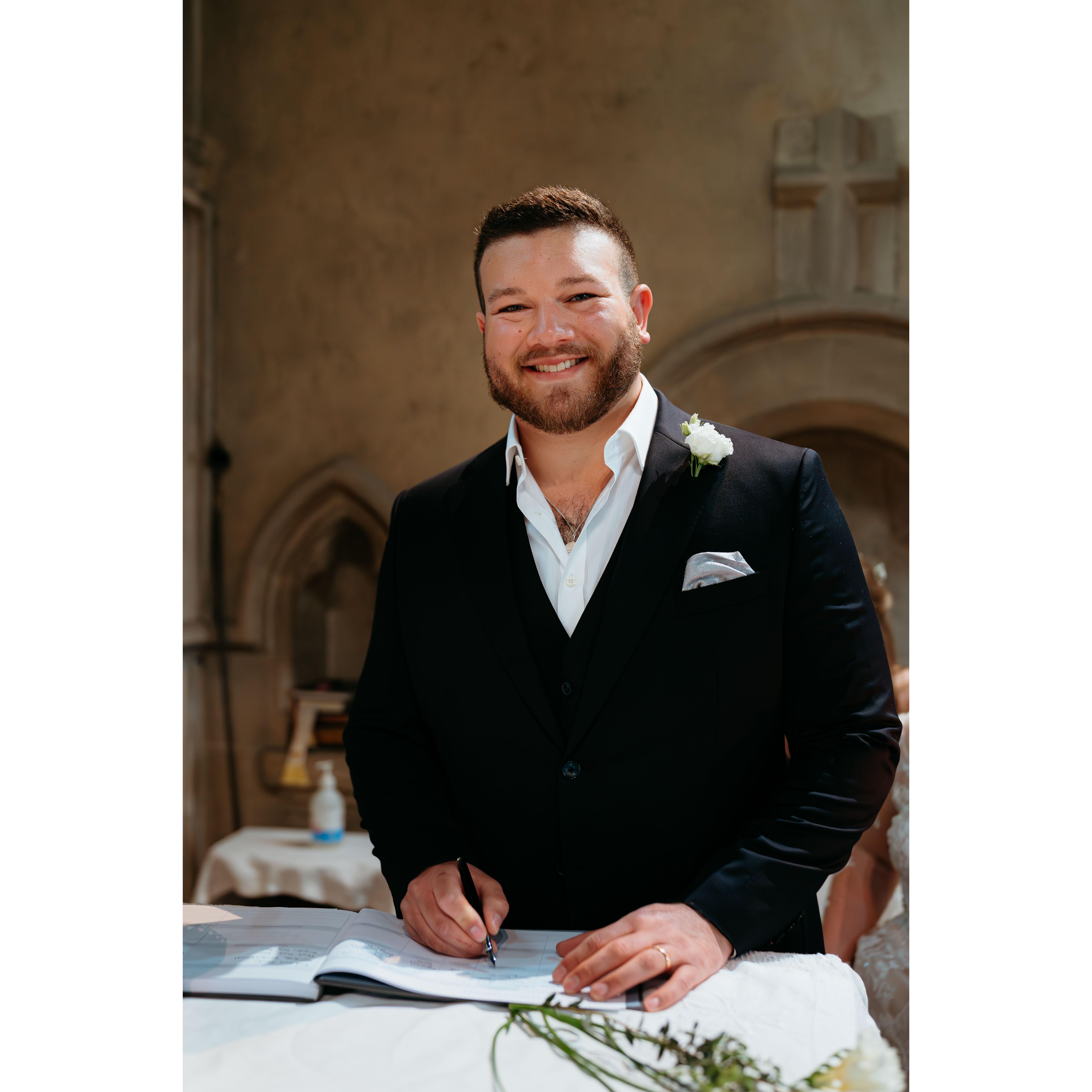 Signing the marriage license