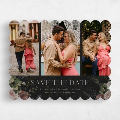 Black Scalloped Wedding Save the Date - Bourgeon Multiphoto