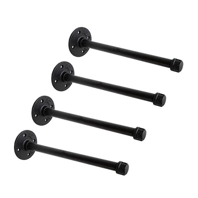 1/2" Shelf Bracket, Home TZH 4 Pcs Industrial Floating Shelf Bracket Heavy Duty Pipe Bracket Vintage Wall Hanging Decor with Screws for Floating Wood Shelves, 10” Wall Mounted DIY Bracket(4, 10")