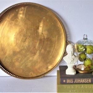 Vintage Brass Tray Brass Serving Tray Brass Coffee Table Tray Round Tray Metal Tray Bar Cart Decor Gold Tray Indian Decor Bar Tray