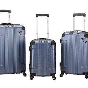 Fox Luggage - Rockland Luggage 3 Piece Abs Upright Luggage Set, Blue, Medium