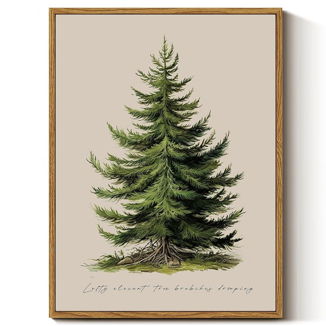 InSimSea Christmas Decor Framed Wall Art, Christmas tree Canvas Painting, elegant Holiday decor Unique Christmas Gifts For Table Wall Farmhouse Mantel Home Office 16L x 12W