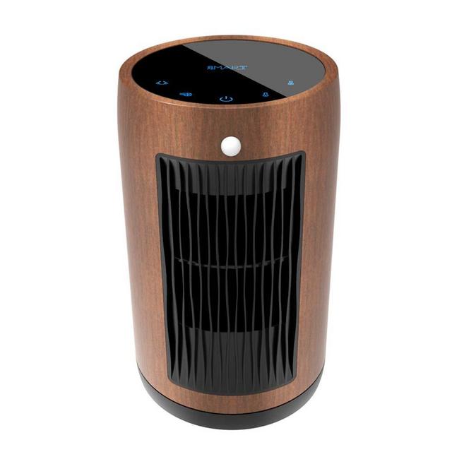 Electric Space Heater 1500W Portable Smart control,Touch panel, PIR Motion Sensor, Function 3 Modes with Overheat & Tip-over Shut off (Walnut color)