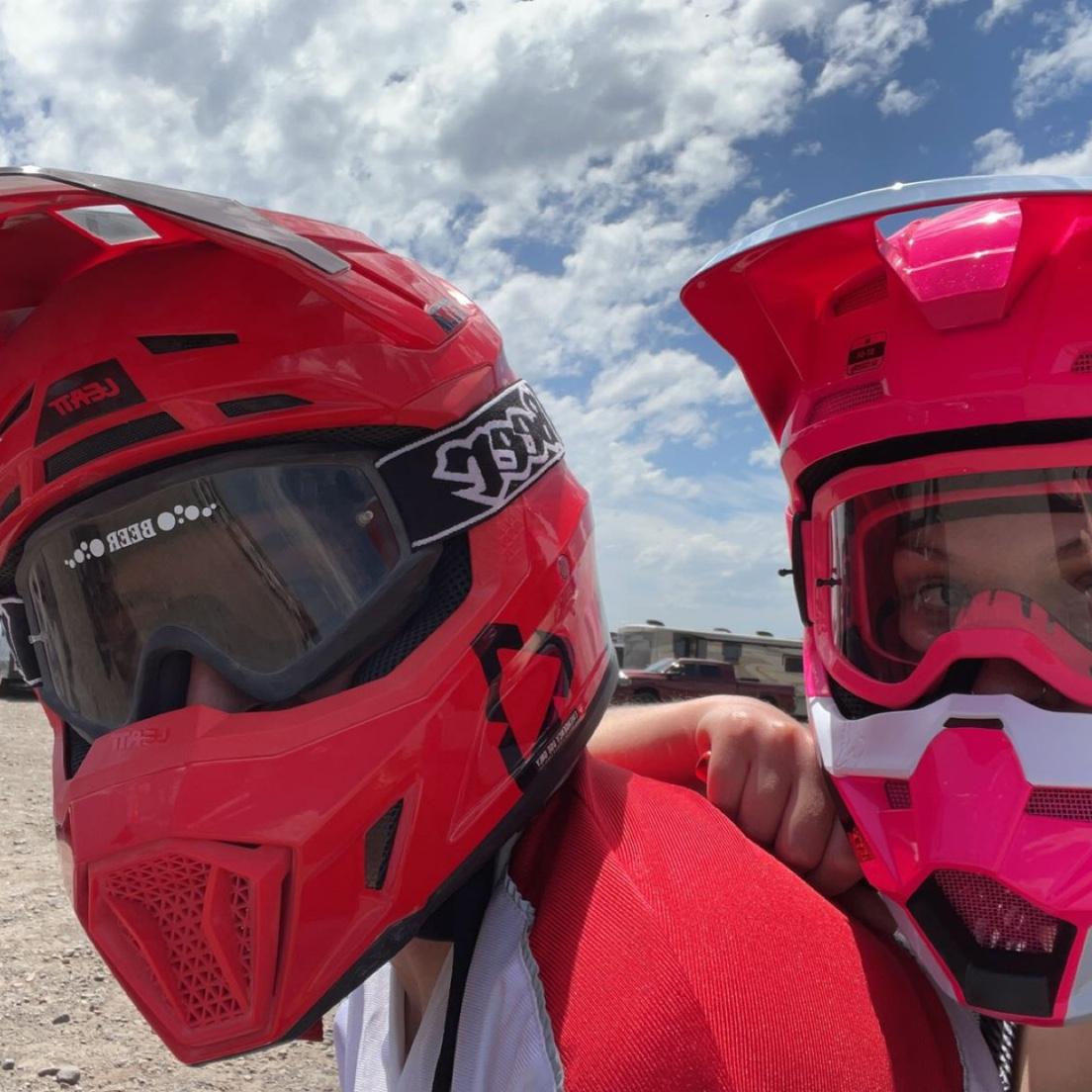 Austin teaching Bella how to ride.