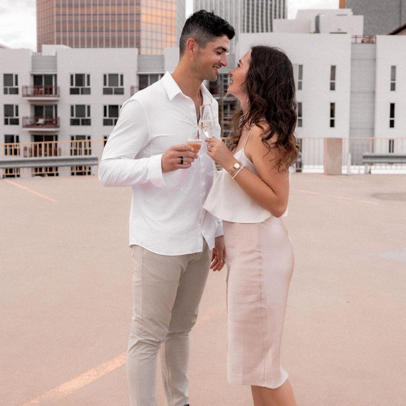 Celebrating during our engagement photo shoot!