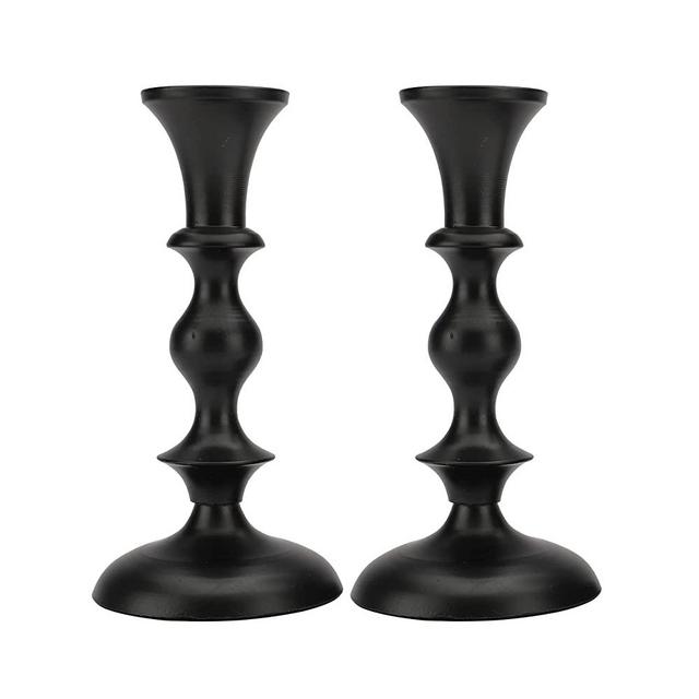 Rely+ Set of 2 Candle Holder Black. Decorative Taper Candles for Candlesticks. Black Candle Holder Set of 2