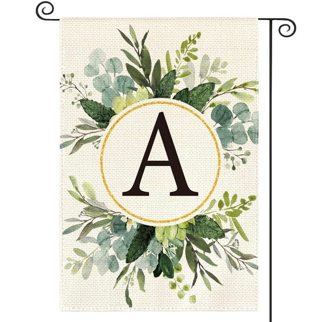 AVOIN colorlife Monogram Letter A Floral Garden Flag 12x18 Inch Double Sided Outside, Family Last Name Initial Yard Outdoor Decoration