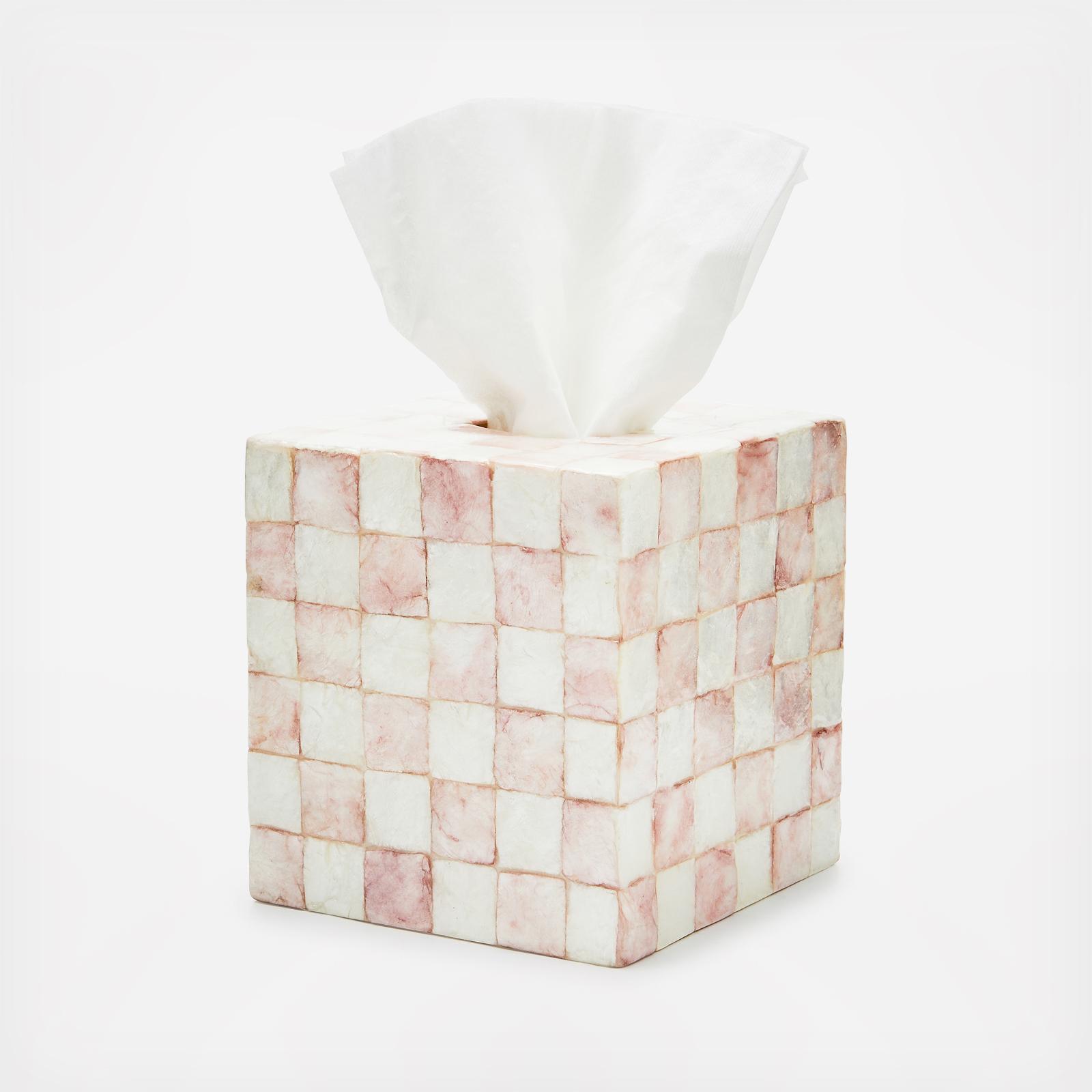 MacKenzie-Childs, Rosy Check Capiz Boutique Tissue Box Cover | Zola