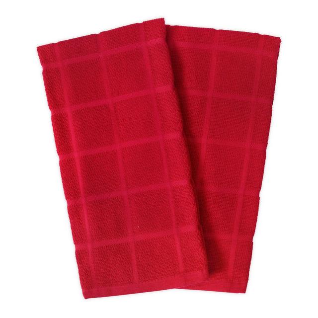 KitchenSmart® Colors Solid Windowpane Kitchen Towels in Red (Set of 2)