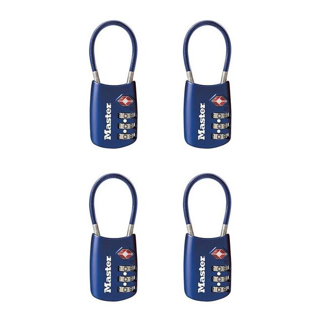 Master Lock Blue Set Your Own Combination TSA Approved Luggage Lock, Travel Zipper Padlock is Perfect for Suitcases, Bags, or Backpacks, 4 Pack, 4688BLUEC4