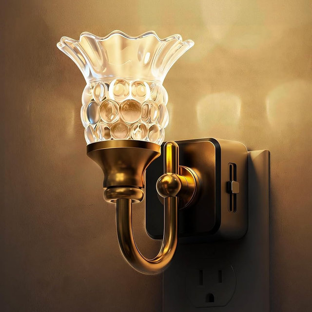 L LOHAS LED Night Lights Plug into Wall, 3000K Soft White LED Floral Night Light with Auto Sensor, 0-100lm Adjustable Brightness Plug in Nightlight, for Hallway Bedroom Stairway Gift