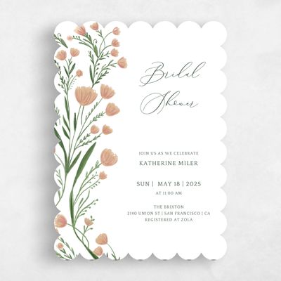 Pink Scalloped Wedding Wedding Shower Invitation - Pemberton Portrait