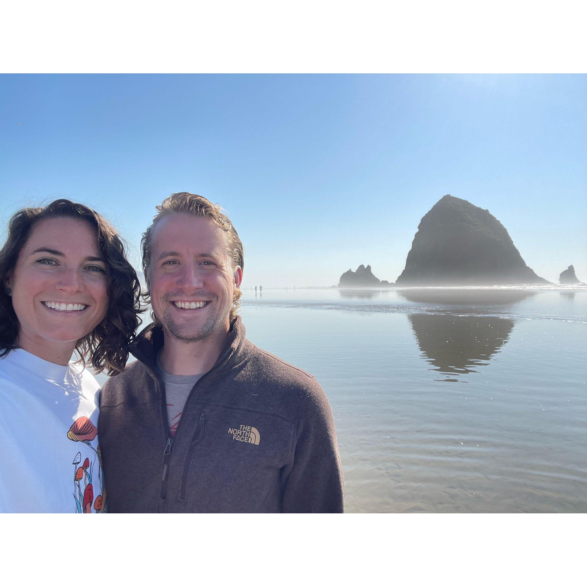 While in Washington we road tripped down to Oregon. This was our first glimpse at the Pacific Ocean. This is the rock where the Goonies pirate ship was shot, at least that's what someone told us.