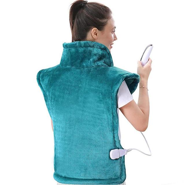 Large Heating Pad for Back and Shoulder, 24"x33" Heat Wrap with Fast-Heating and 5 Heat Settings, Auto Shut Off Available-Lake Green