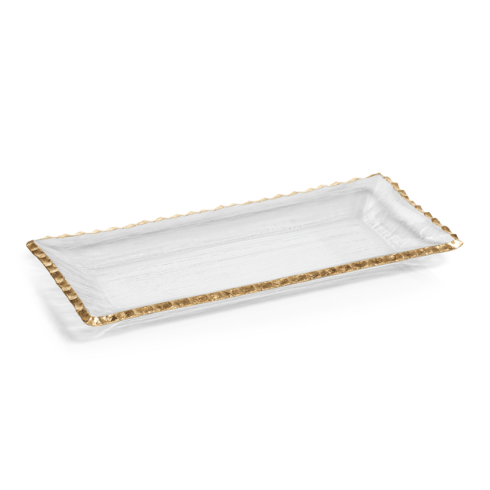 Zodax ~ Textured Rectangular Tray w/ Jagged Gold Rim 14.5', Price $30.95 in Tupelo, MS from Elizabeth Clair's