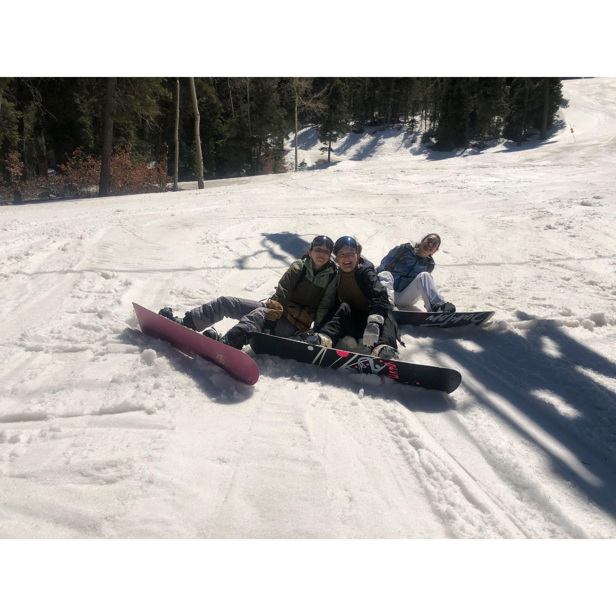 Snowboarding with friends