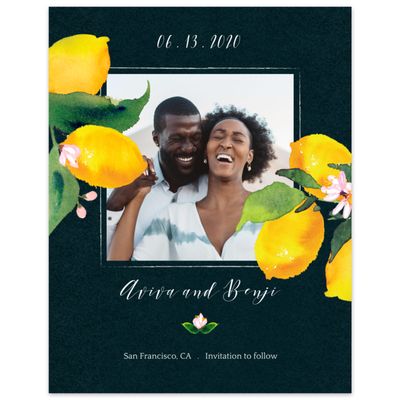 Darkest Teal, Green Wedding Digital Save the Date - Folly Portrait