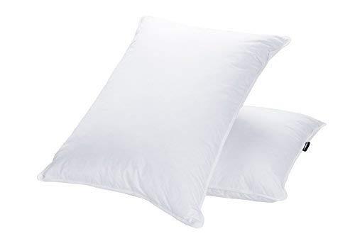 JA COMFORTS Goose Down and Feather Bed Pillows for Sleeping (2 Pack)- King(20IN×36IN) Hotel Collection, Natural Filling, Natural Cotton Cover, White