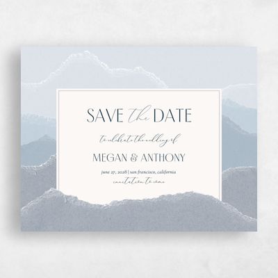 Dusty Blue Wedding Save the Date - Lysander Landscape
