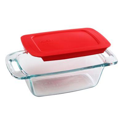 Pyrex®1.5-quart Glass Loaf Pan with Red Lid