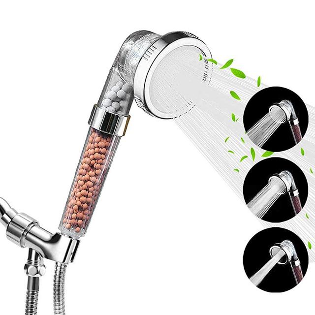 Luxsego Shower Head with Replacement Hose and Holder, 3-Setting High Pressure & Water Saving Showerhead for Best Shower Experience, Ecowater Spa Shower Head for Dry Hair & Skin