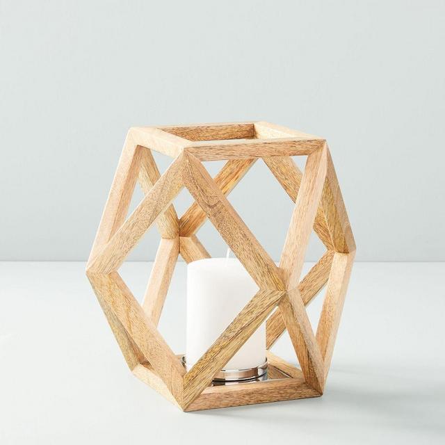 Angular Wood Lantern, Small, Set of 2