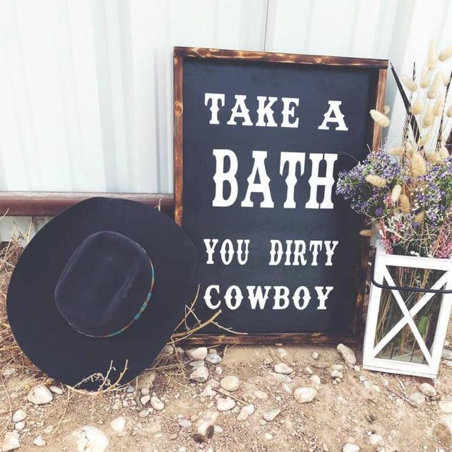Take A Bath You Dirty Cowboy/ Cowgirl / Farmhouse Framed Sign / Western Décor / Bathroom Décor / Cowboy / Southwestern Décor