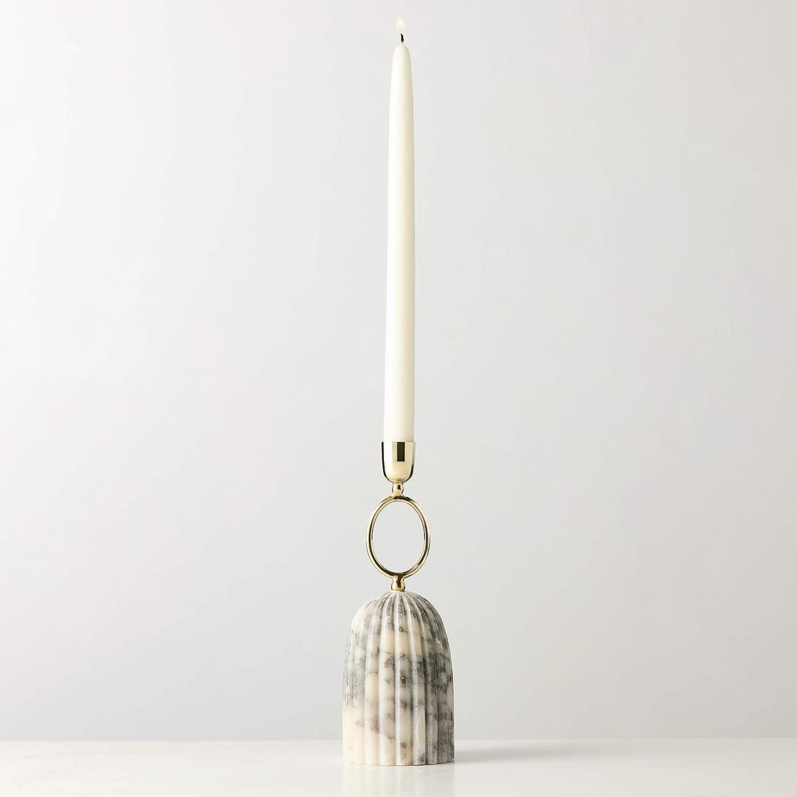 Cupola Viola Marble Taper Candle Holder Tall